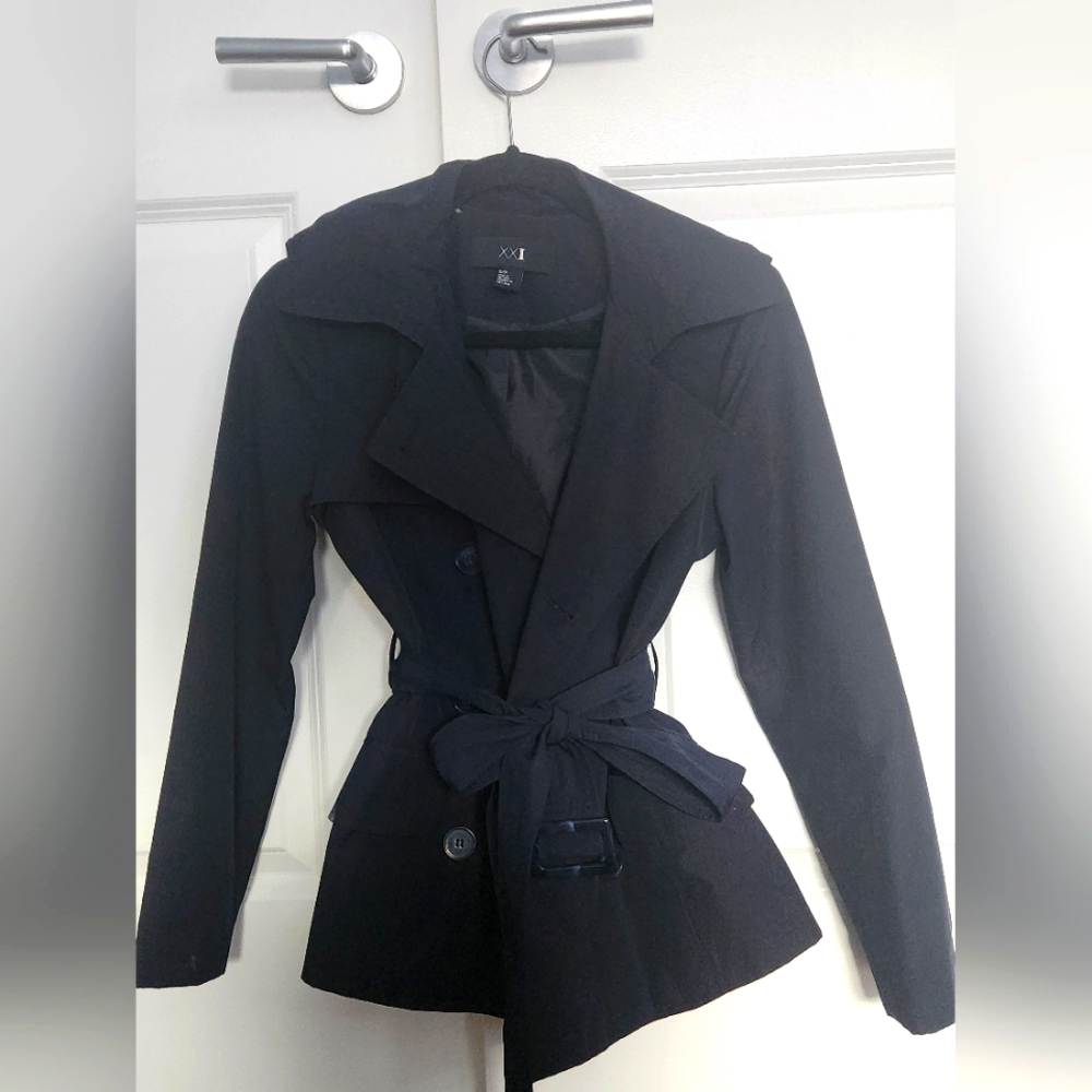 Navy short trench coat